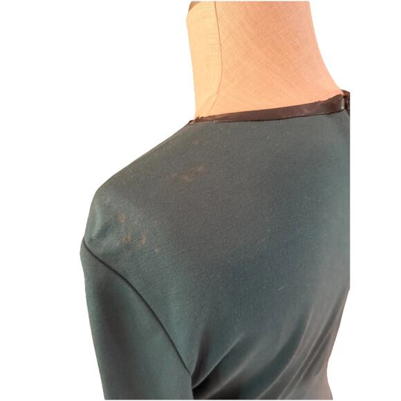 NWT Anne Klein Sheath Dress Womens Size 10 Green Round Neck Long Sleeve Back Zip - Picture 7 of 12